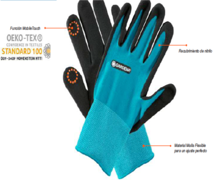 Guantes para plantar y trabajar la tierra. Tallas S, M y L