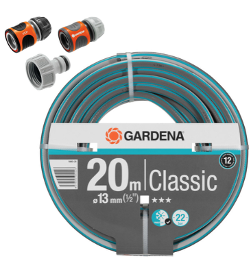 Manguera Classic Gardena 1/2" con juego de conectores